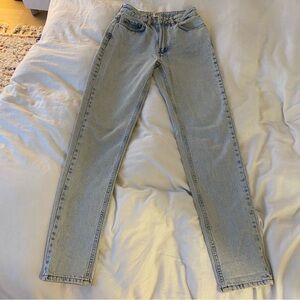 BDG Urban Outfitters acid wash light blue mom high rise tapered slim leg jeans